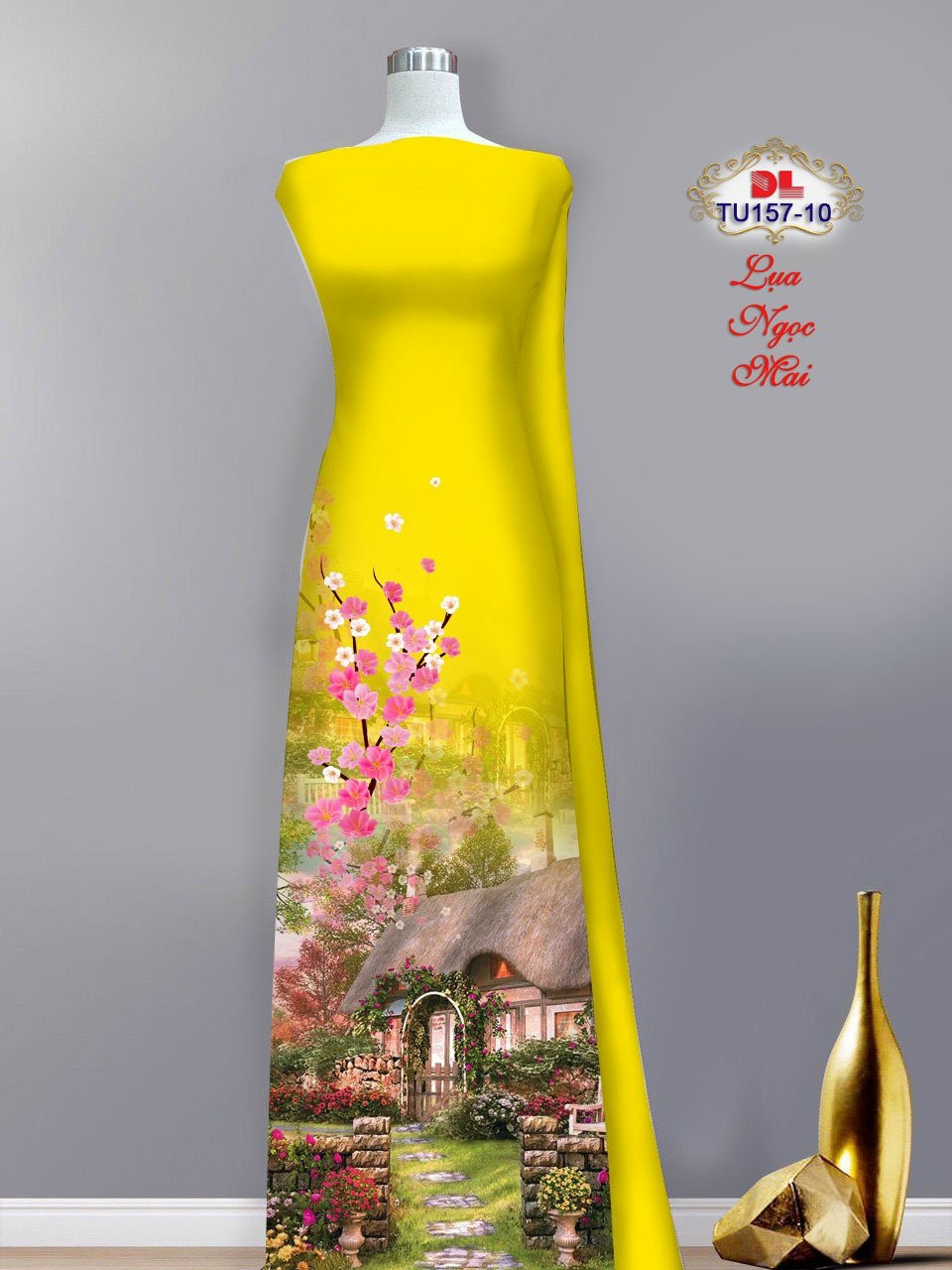 Vải áo dài phong cảnh dltu-157 - Ảnh 4