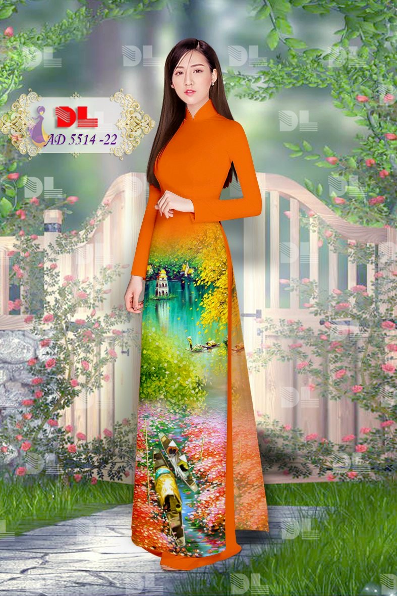Vải áo dài phong cảnh Dlad-5514 - Ảnh 5