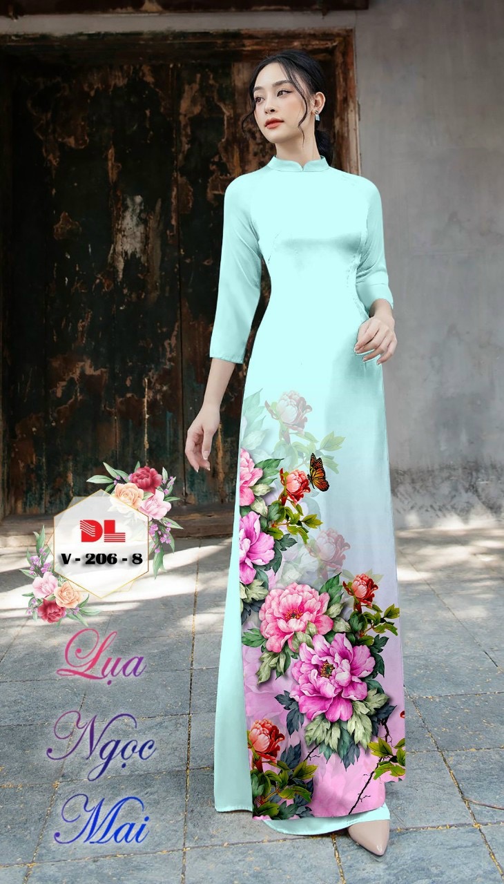Vải áo dài hoa 3d dlv-206 - Ảnh 7