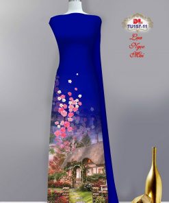 Vải áo dài phong cảnh dltu-157