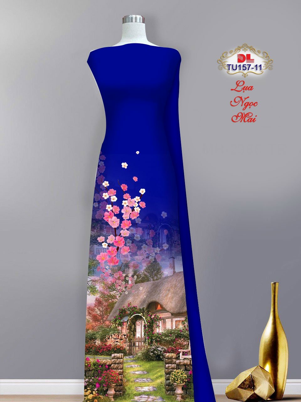 Vải áo dài phong cảnh dltu-157