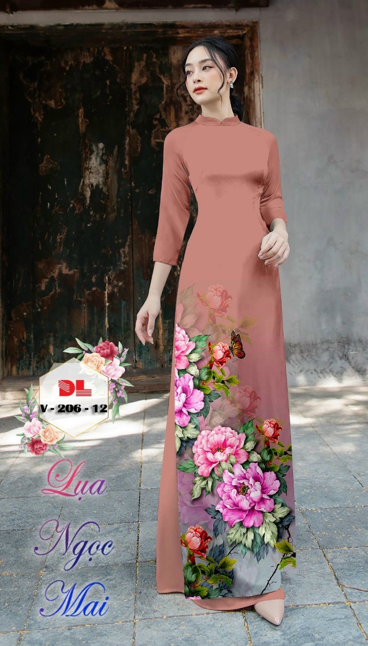 Vải áo dài hoa 3d dlv-206 - Ảnh 10