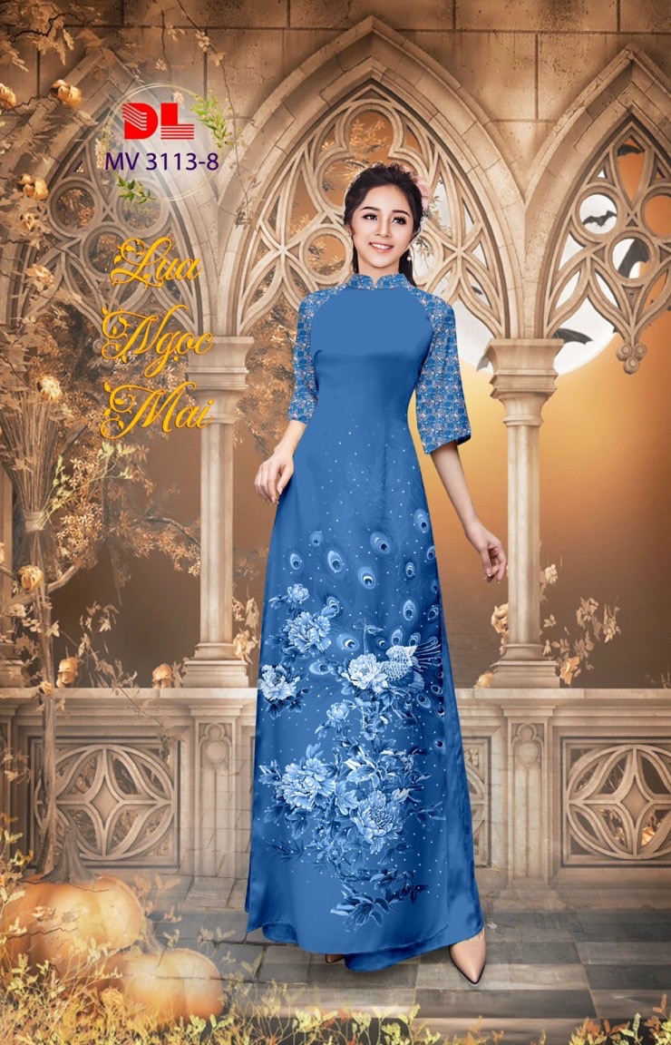 Vải áo dài chim công cò Dlmv-3113 - Ảnh 3