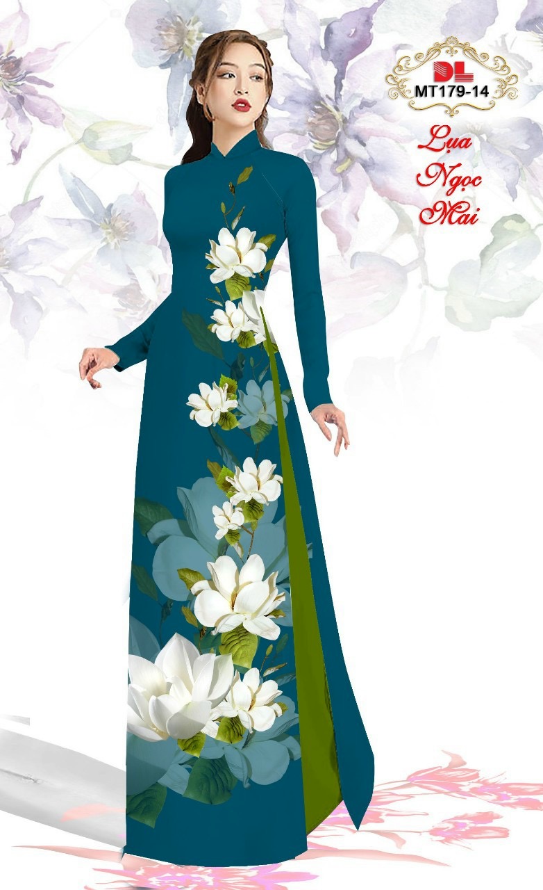 Vải áo dài hoa 3d Dlmt-179 - Ảnh 3