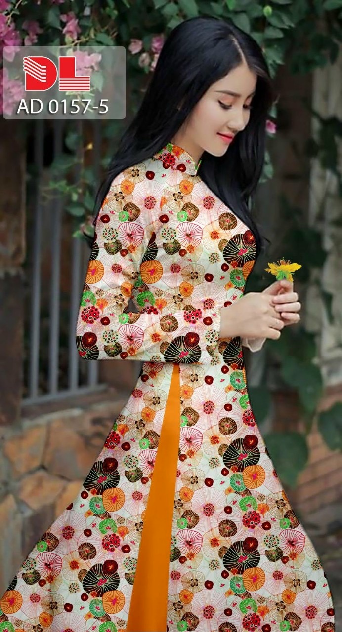 Vải áo dài hoa nguyên áo dlad-0157 - Ảnh 3