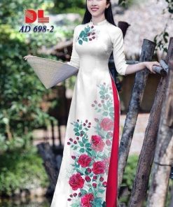 Vải áo dài hoa hồng dlad-698