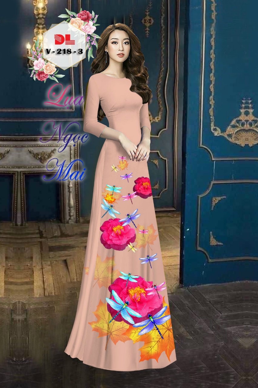 Vải áo dài hoa 3d dlv-218 - Ảnh 8