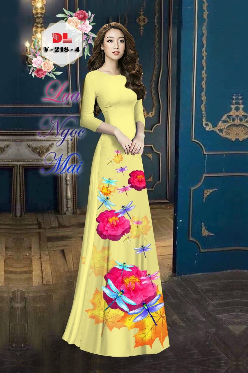 Vải áo dài hoa 3d dlv-218