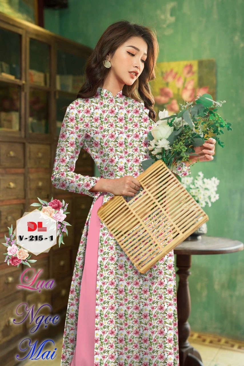 Vải áo dài hoa nguyên áo dlv-215 - Ảnh 5
