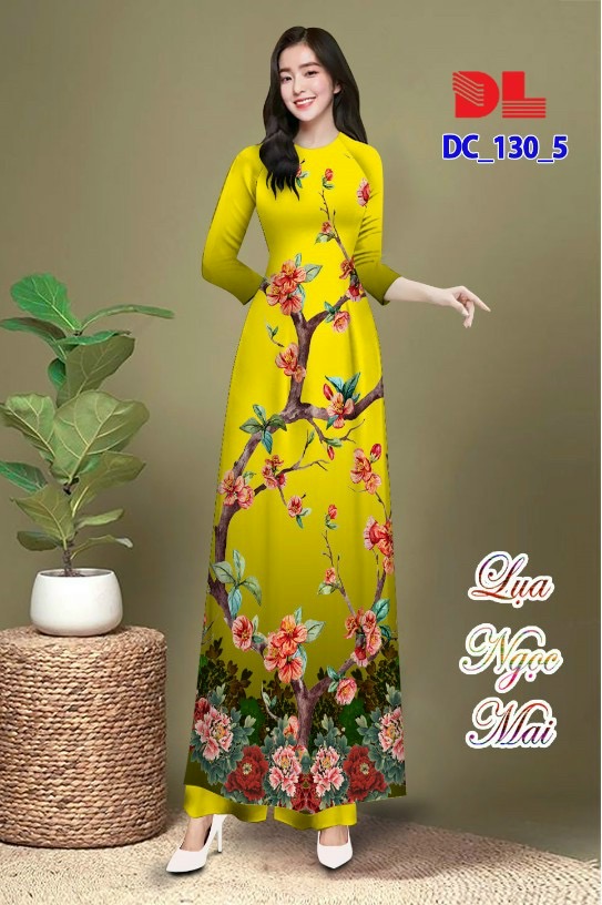 Vải áo dài hoa đào dldc-130 - Ảnh 8