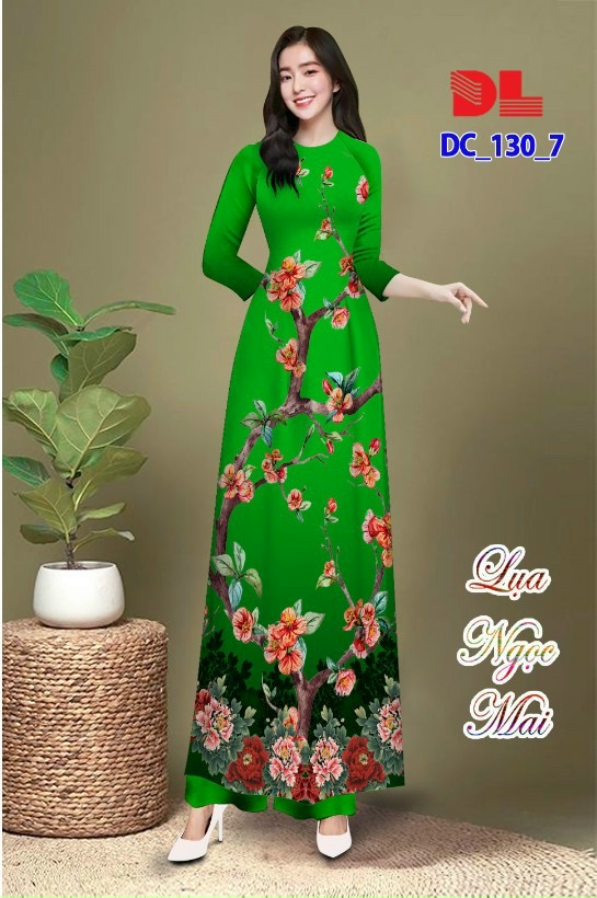 Vải áo dài hoa đào dldc-130 - Ảnh 5