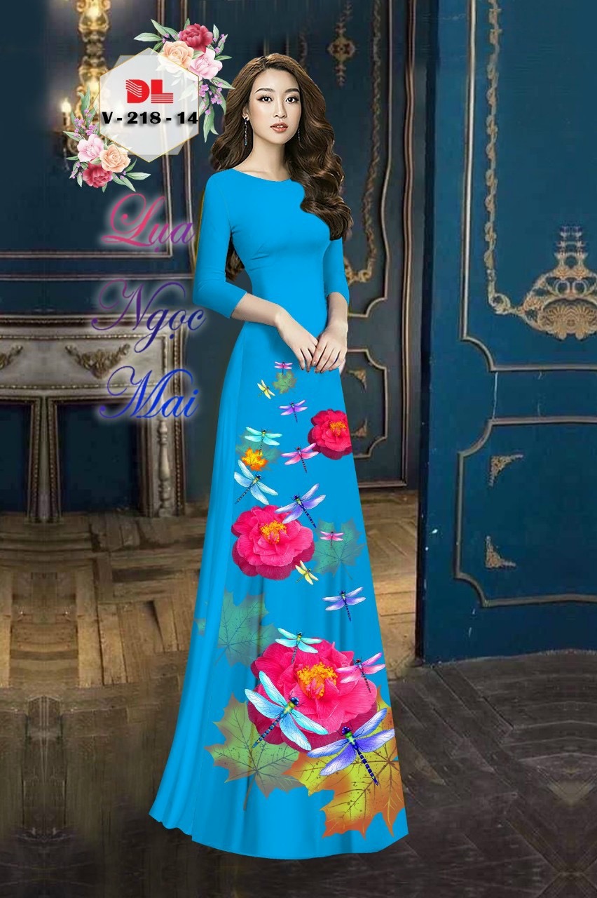 Vải áo dài hoa 3d dlv-218 - Ảnh 2