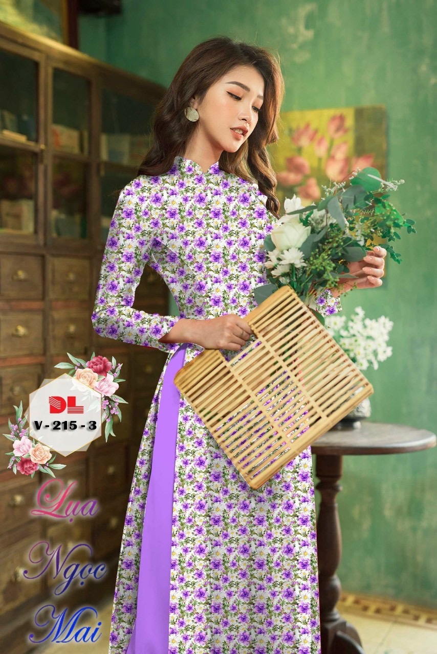 Vải áo dài hoa nguyên áo dlv-215 - Ảnh 4