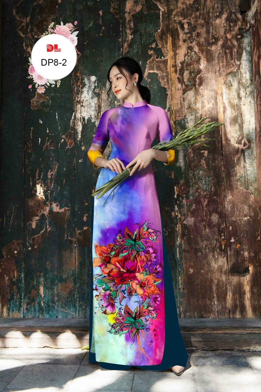 Vải áo dài hoa 3d dldp-8 - Ảnh 6