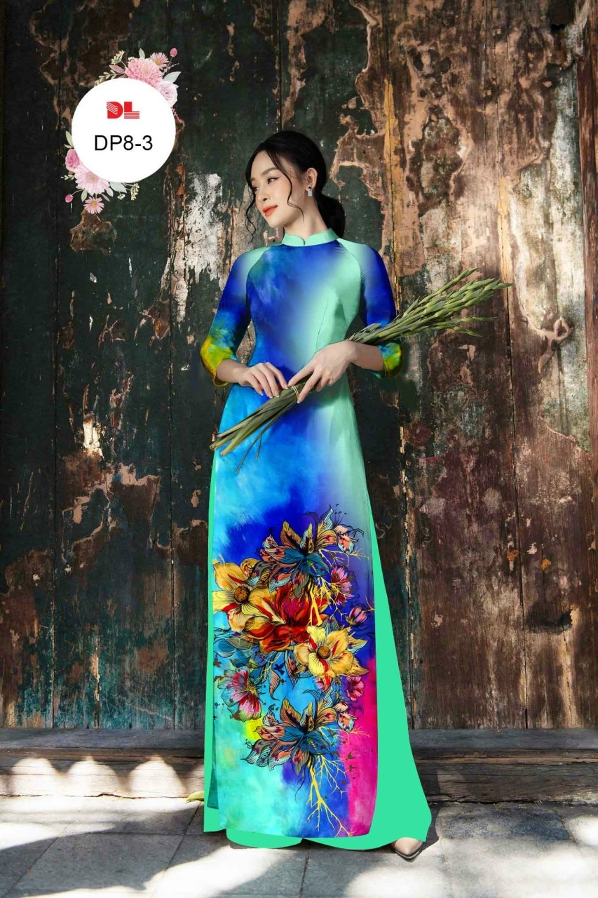 Vải áo dài hoa 3d dldp-8 - Ảnh 5