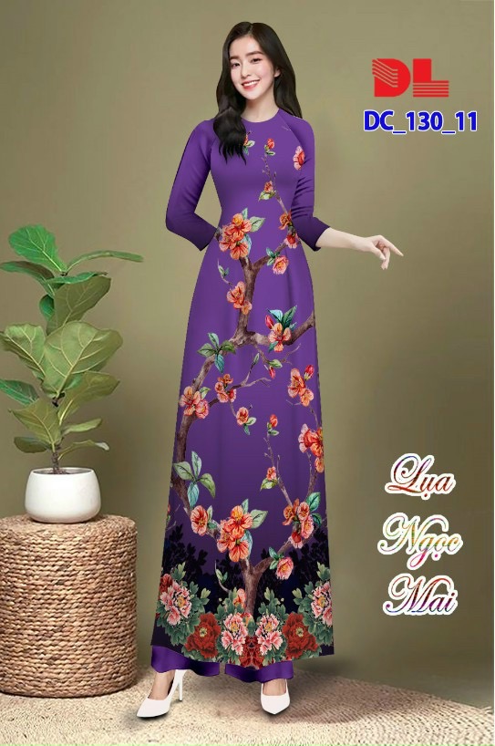 Vải áo dài hoa đào dldc-130 - Ảnh 2