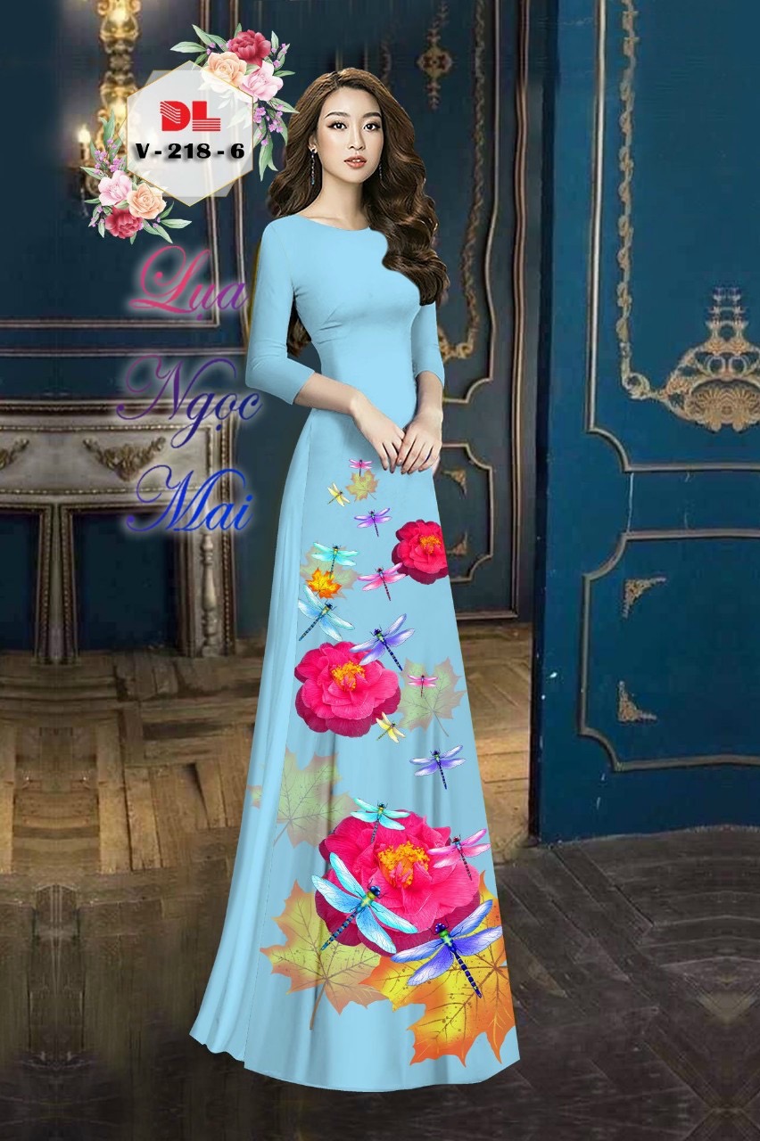 Vải áo dài hoa 3d dlv-218 - Ảnh 10