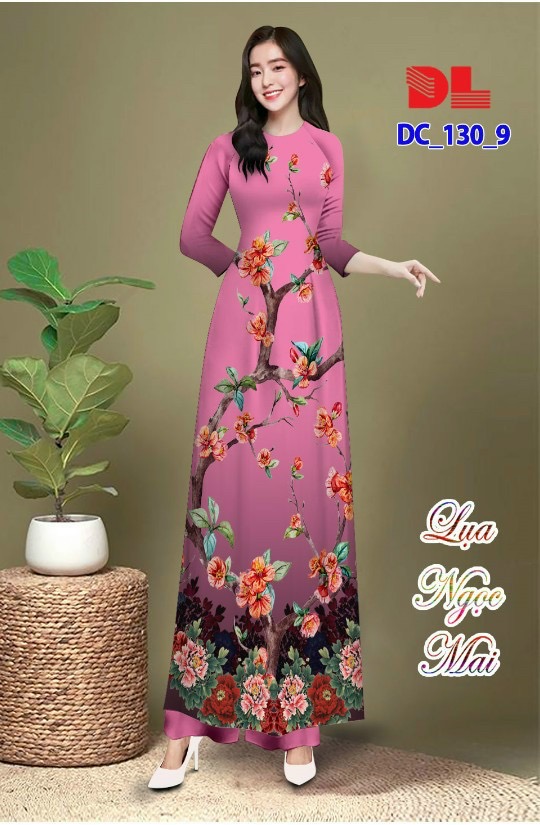 Vải áo dài hoa đào dldc-130 - Ảnh 7