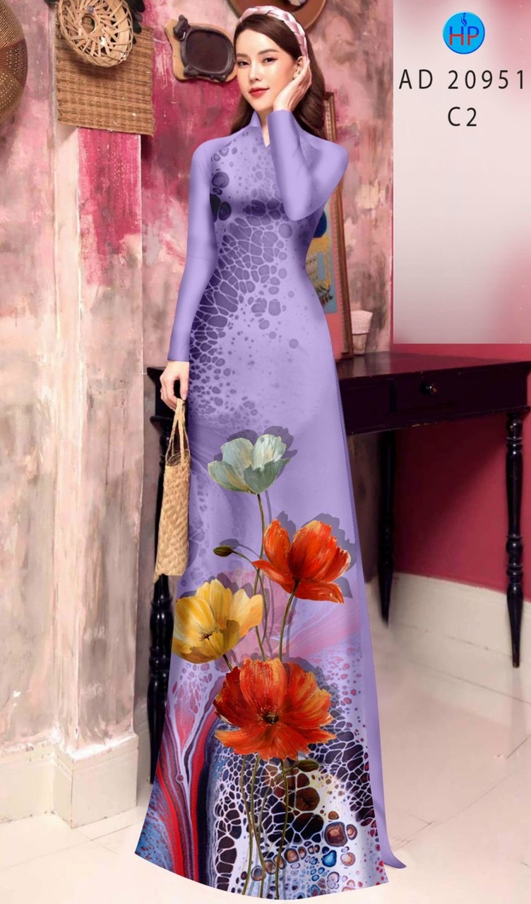 Vải áo dài hoa 3d AD 20951 - Ảnh 14