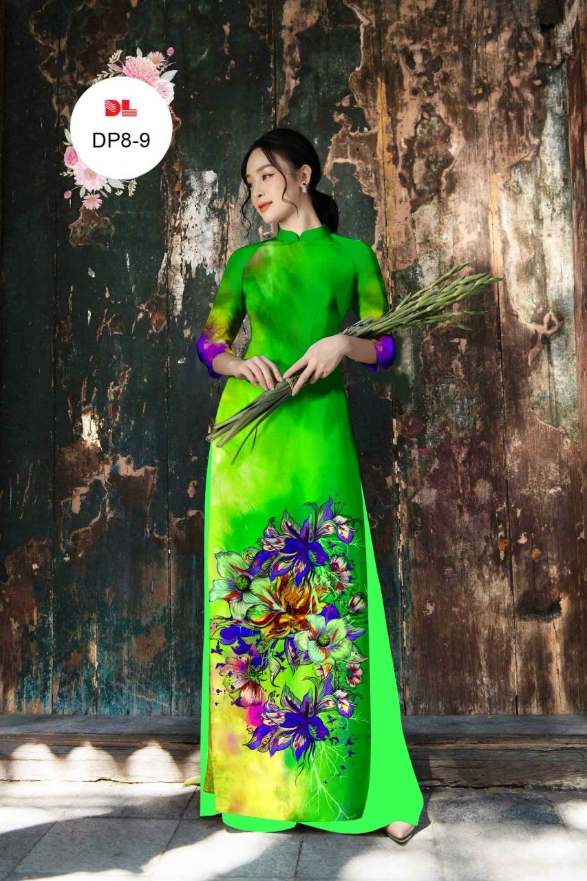 Vải áo dài hoa 3d dldp-8 - Ảnh 11