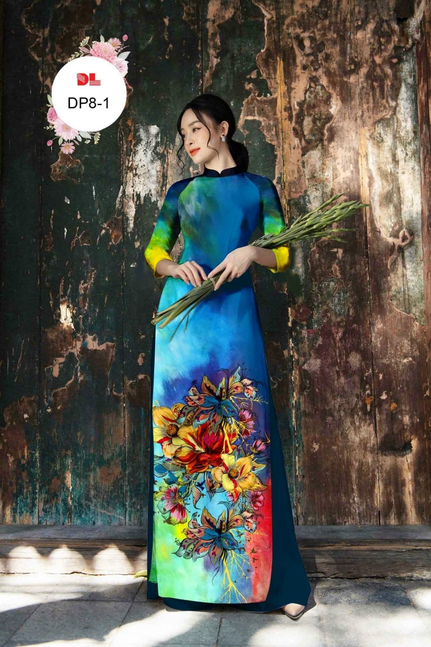 Vải áo dài hoa 3d dldp-8 - Ảnh 2