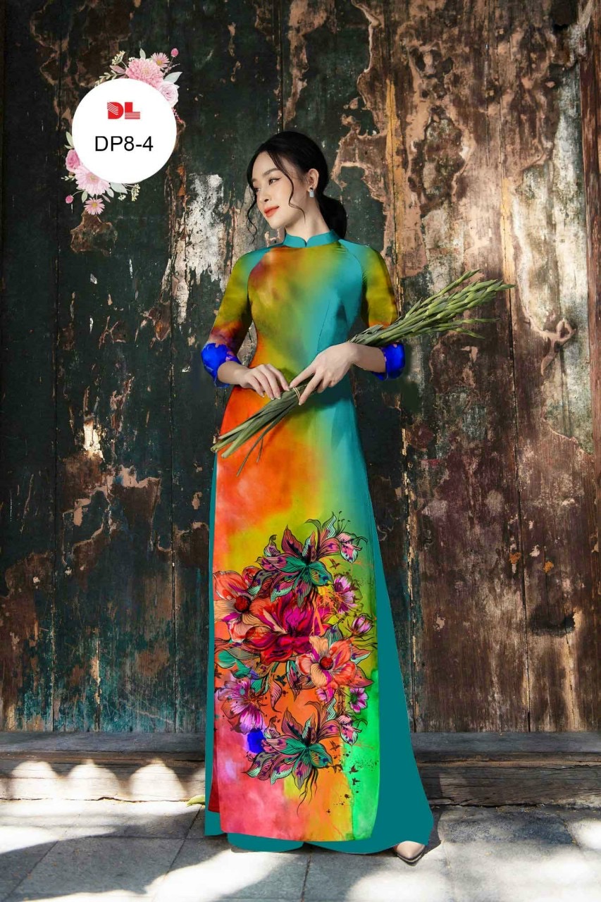 Vải áo dài hoa 3d dldp-8 - Ảnh 7