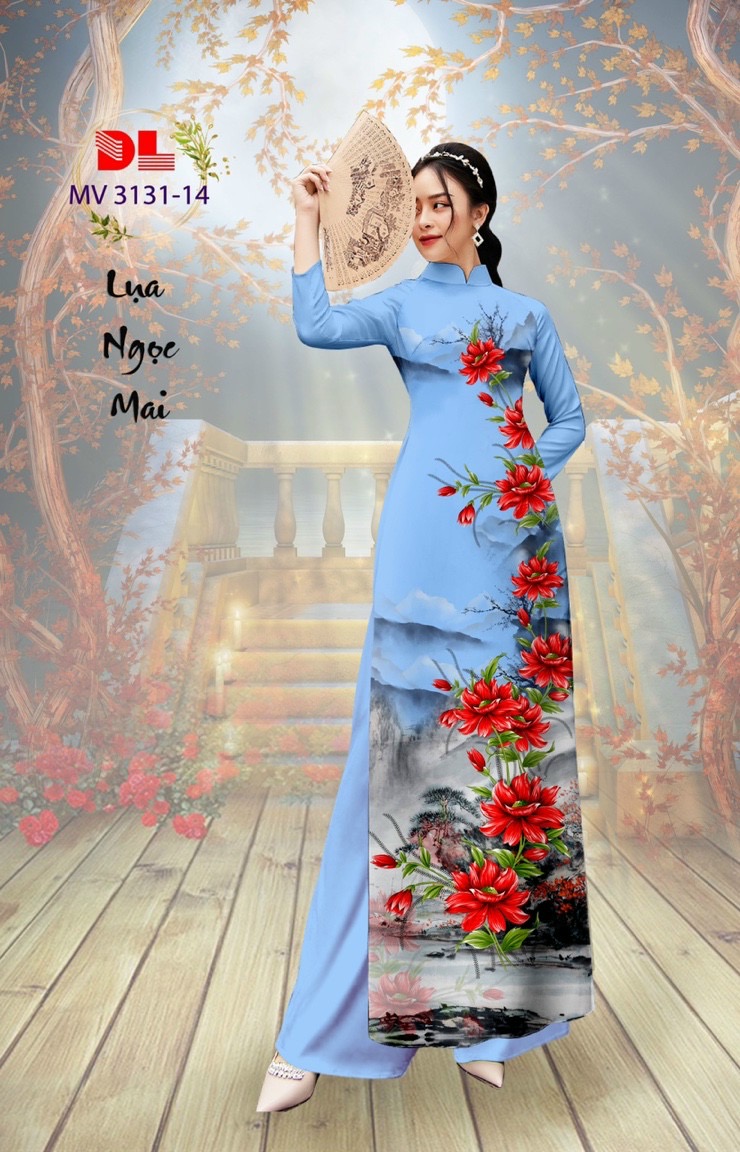 Vải áo dài hoa 3d dlmv3131 - Ảnh 12