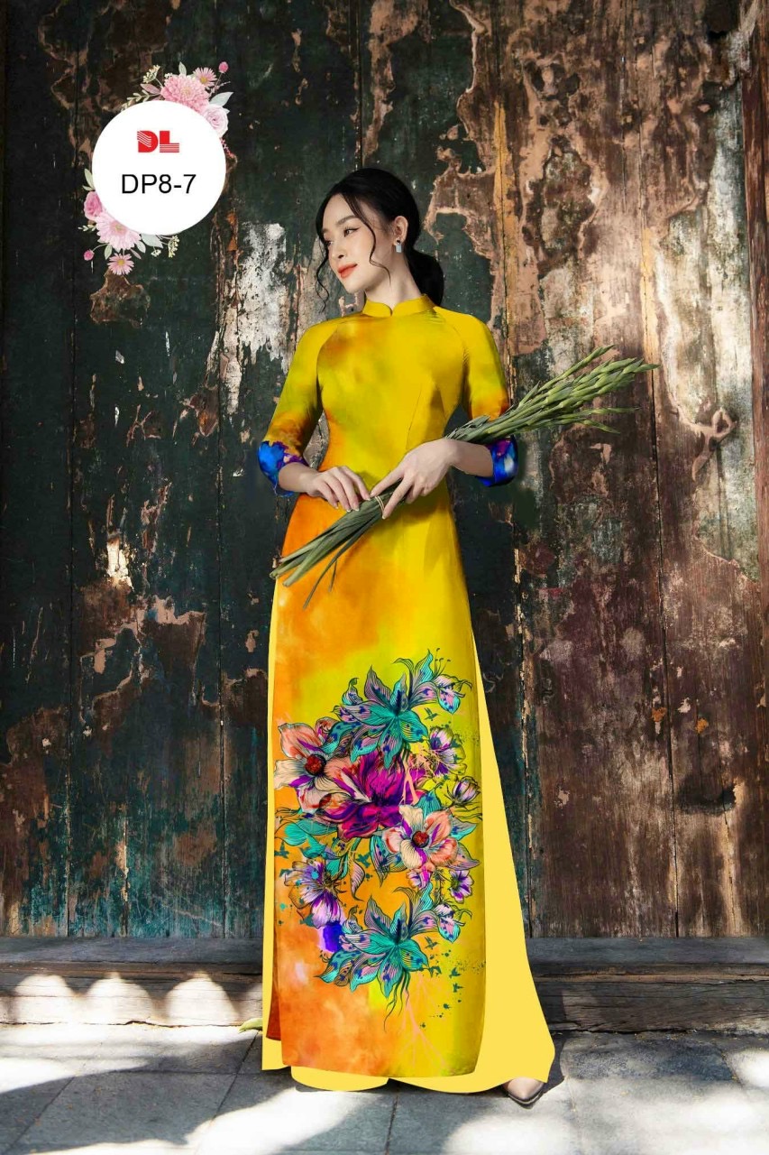 Vải áo dài hoa 3d dldp-8