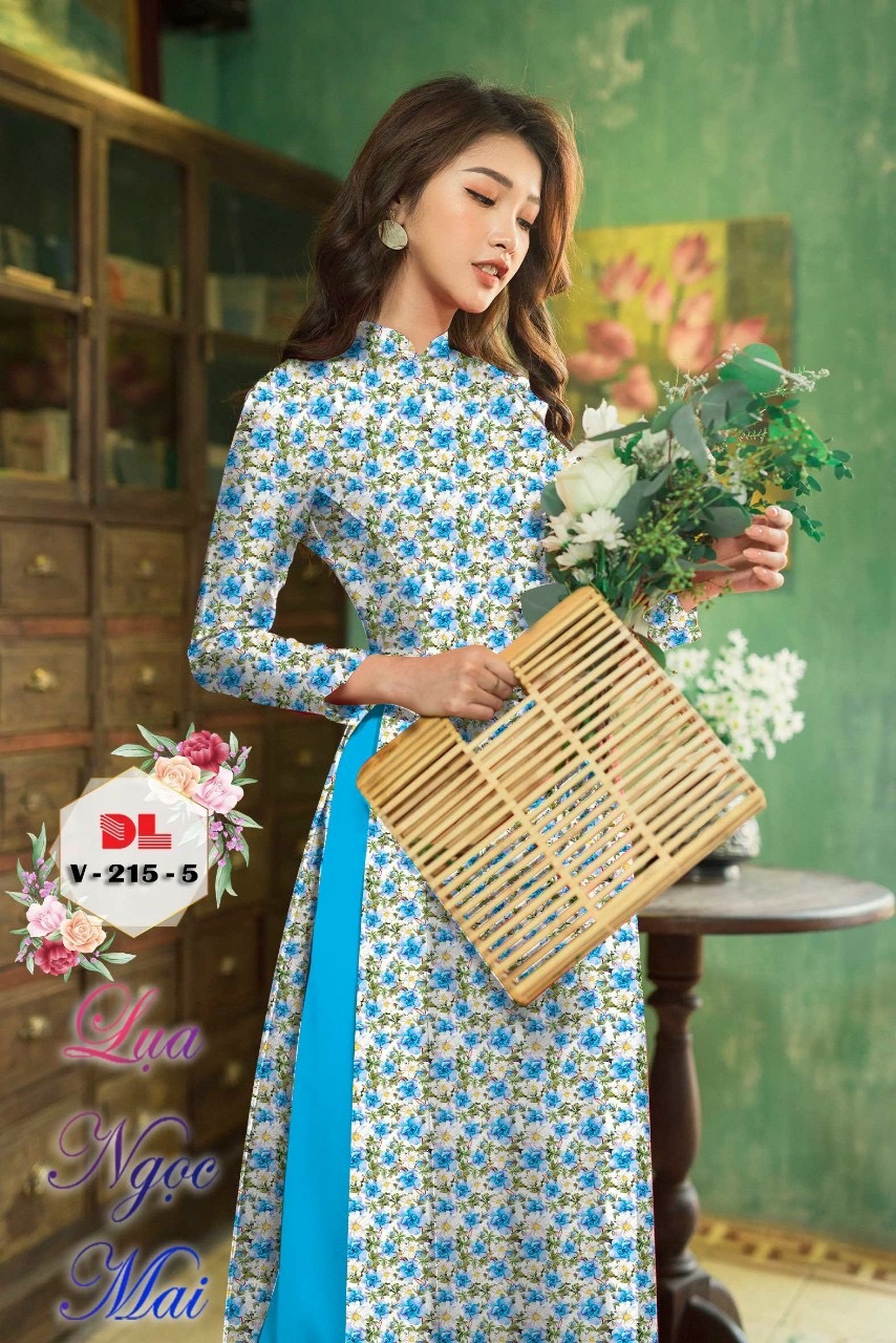 Vải áo dài hoa nguyên áo dlv-215 - Ảnh 6