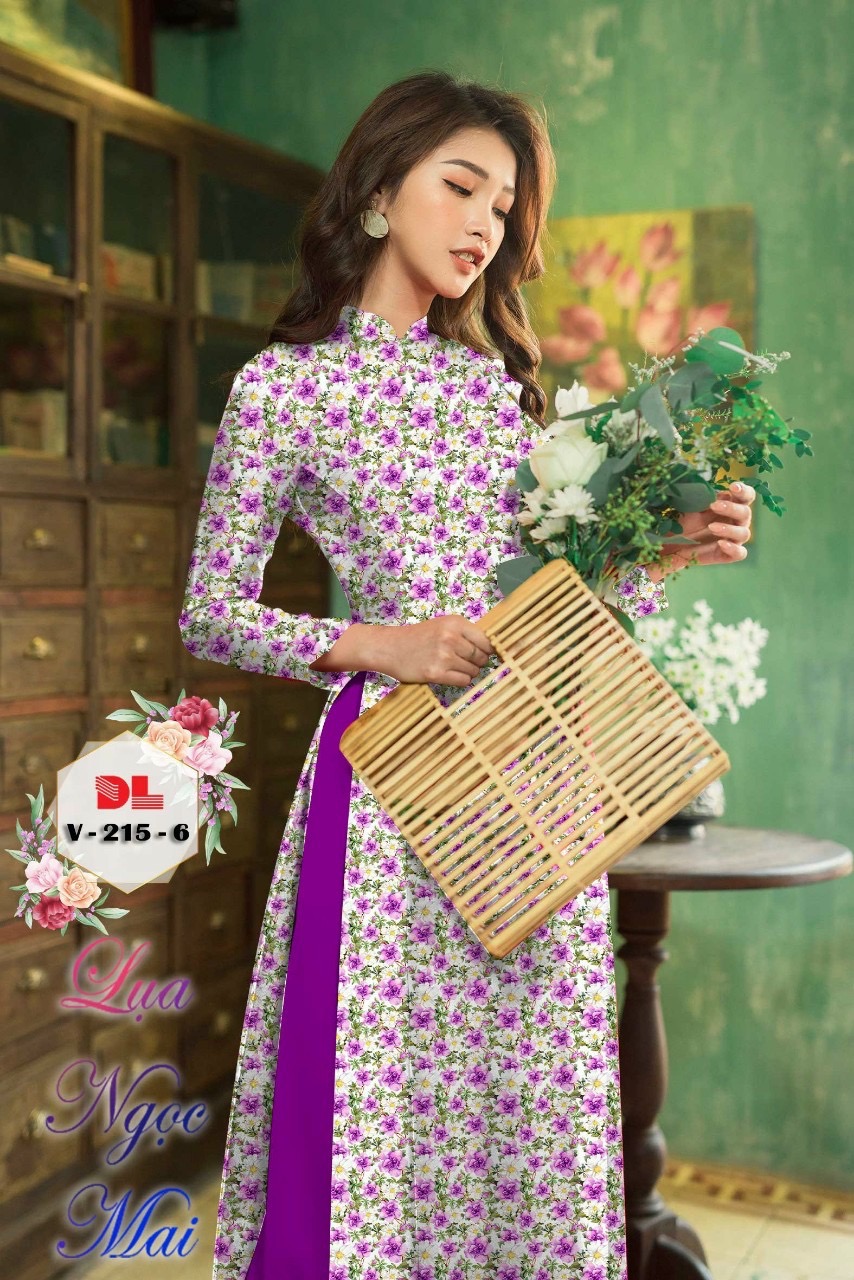 Vải áo dài hoa nguyên áo dlv-215 - Ảnh 7