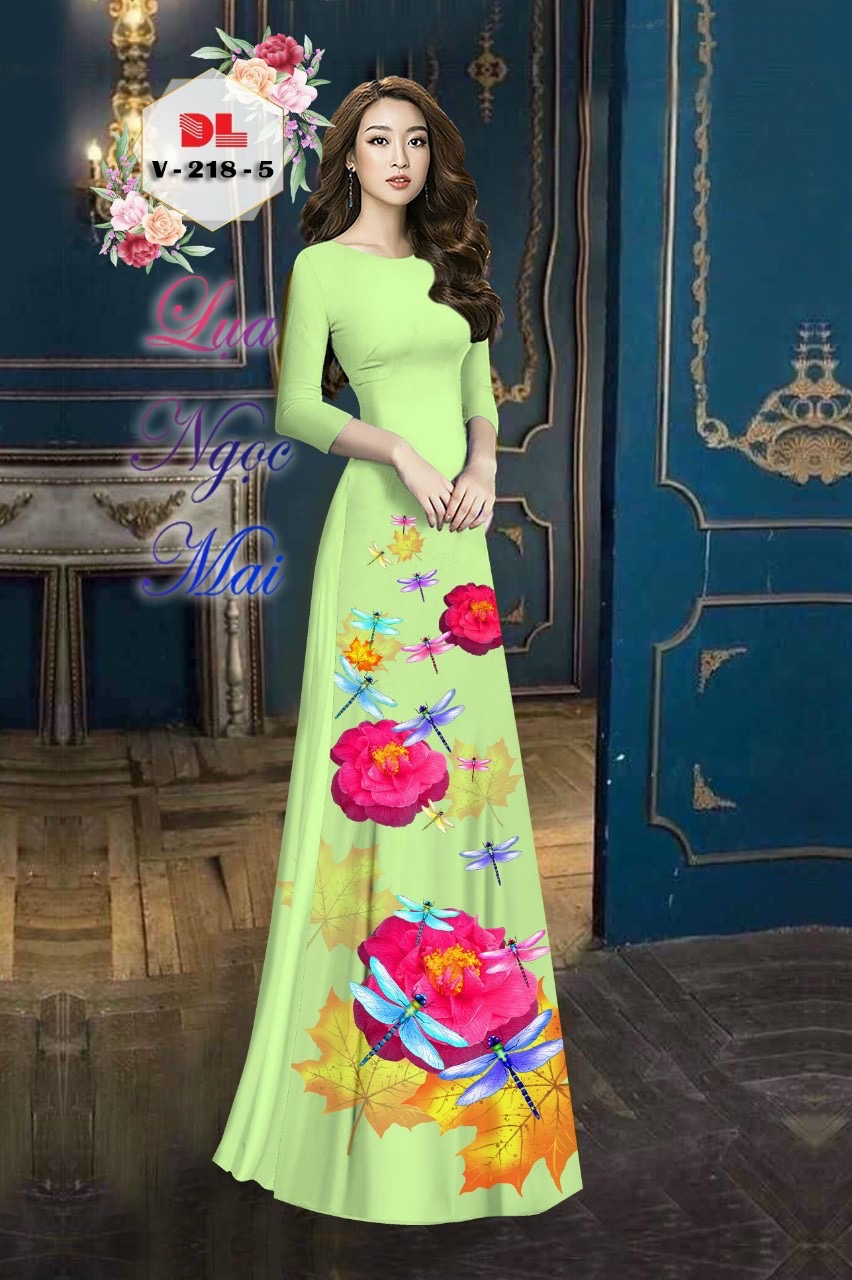 Vải áo dài hoa 3d dlv-218 - Ảnh 6