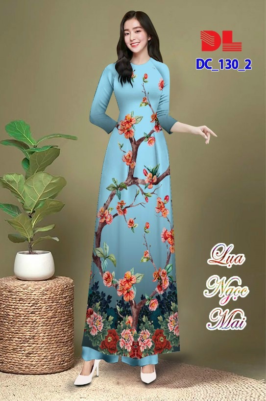 Vải áo dài hoa đào dldc-130