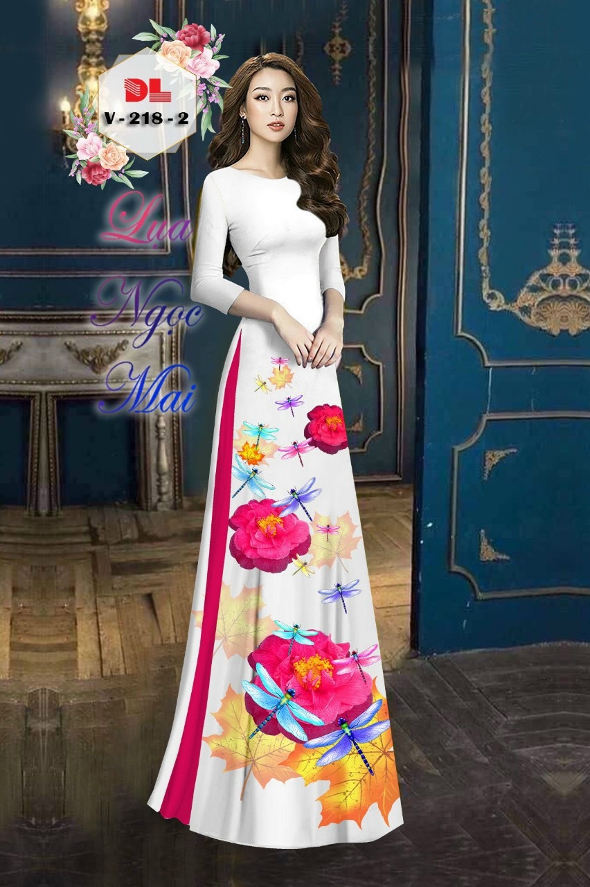 Vải áo dài hoa 3d dlv-218 - Ảnh 9