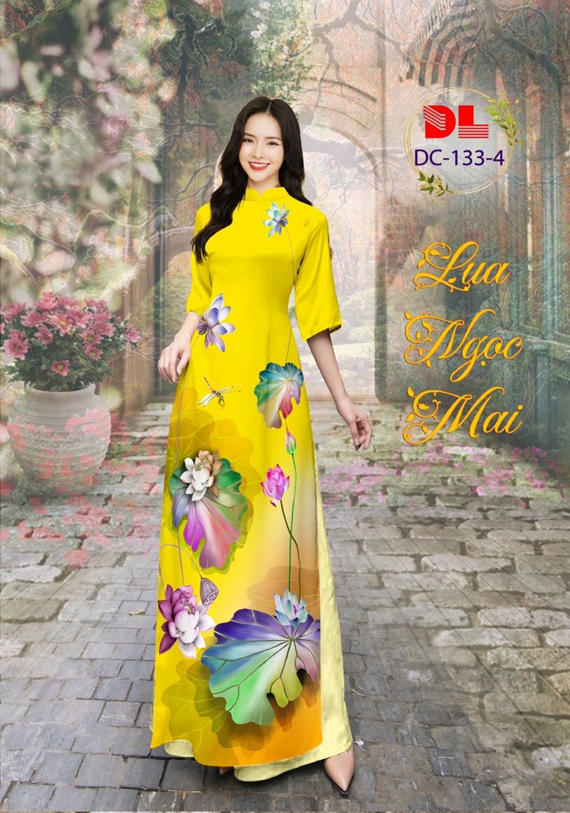 Vải áo dài hoa sen dldc-133