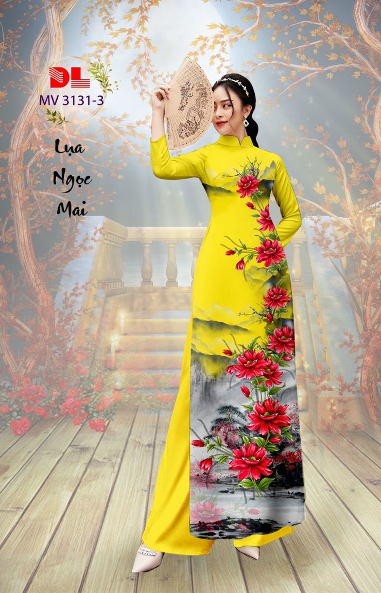 Vải áo dài hoa 3d dlmv3131 - Ảnh 8