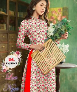 Vải áo dài hoa nguyên áo dlv-215