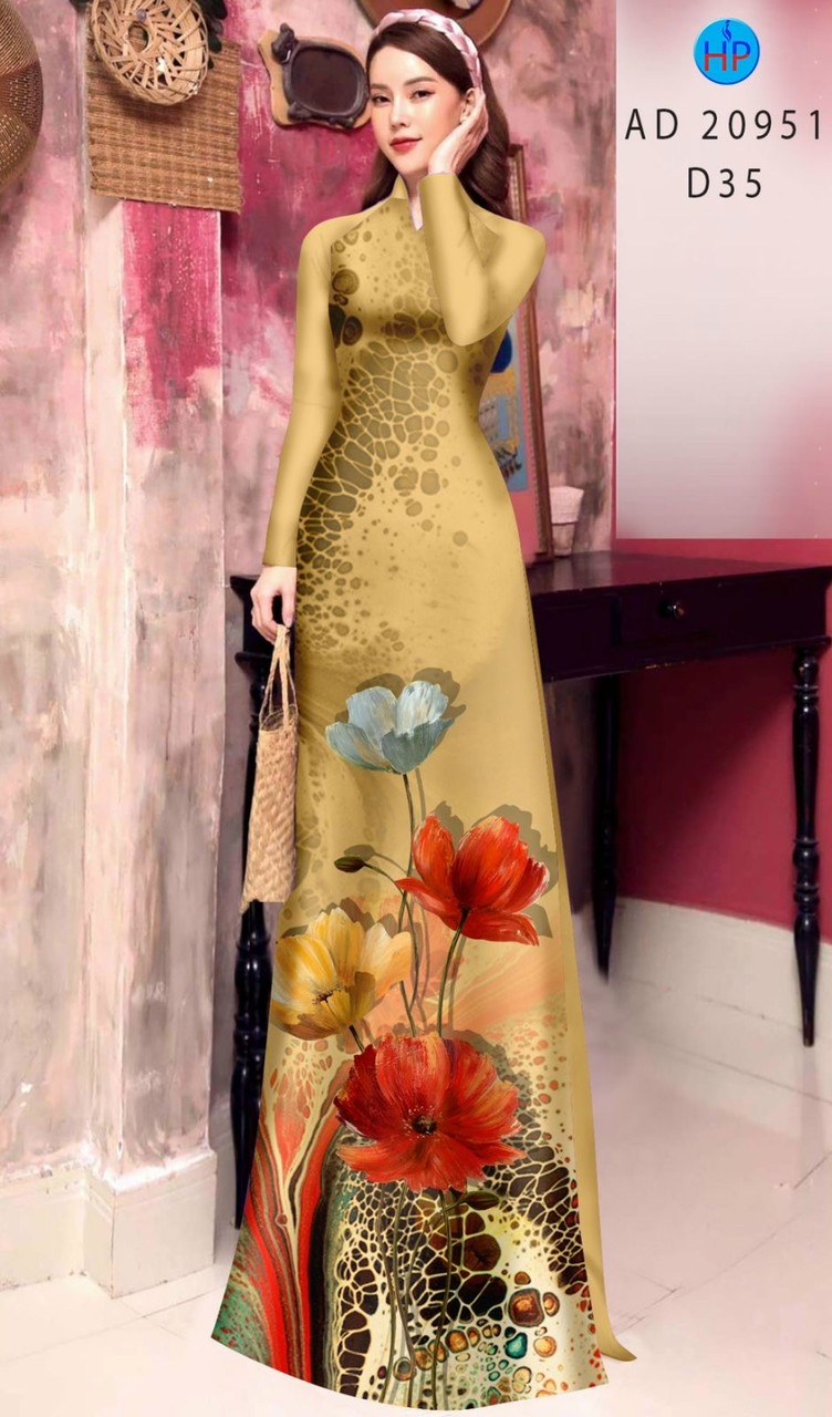 Vải áo dài hoa 3d AD 20951 - Ảnh 6