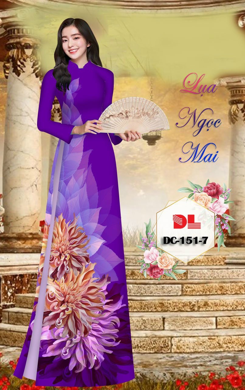 Vải áo dài hoa 3d dldc-151