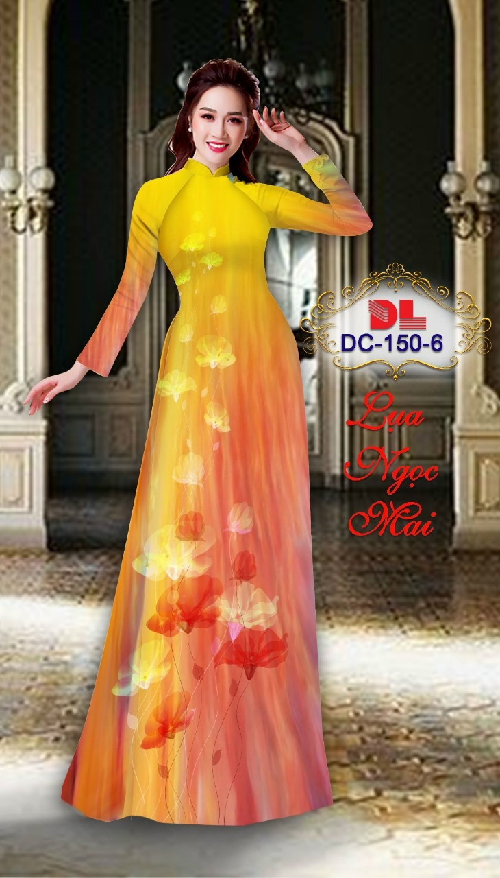 Vải áo dài hoa 3d dldc-150 - Ảnh 9