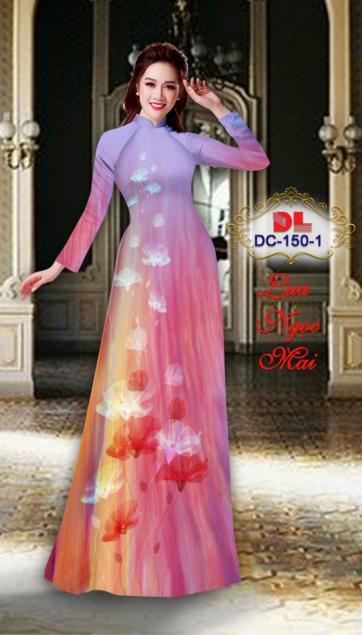 Vải áo dài hoa 3d dldc-150 - Ảnh 7