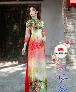 Vải áo dài hoa trên dưới dlv-228