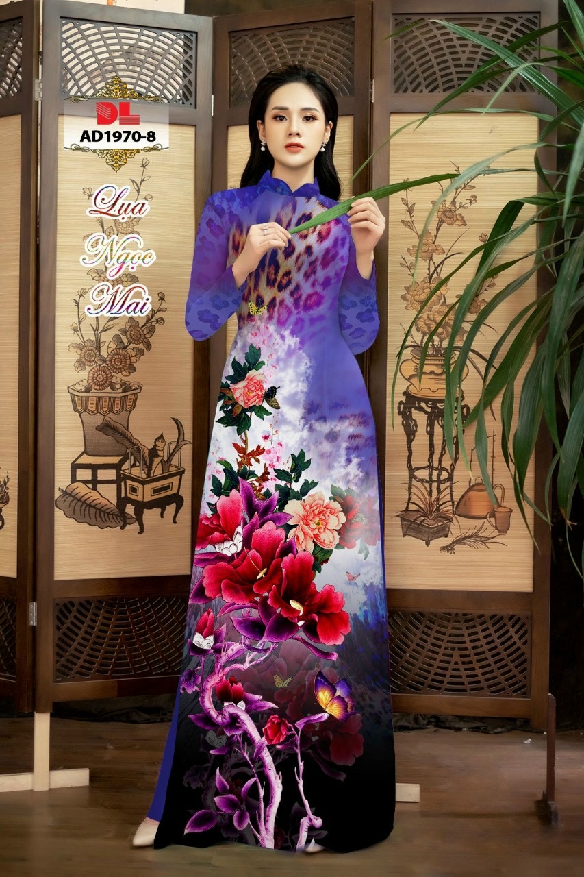 Vải áo dài hoa 3d dlad -1970 - Ảnh 2
