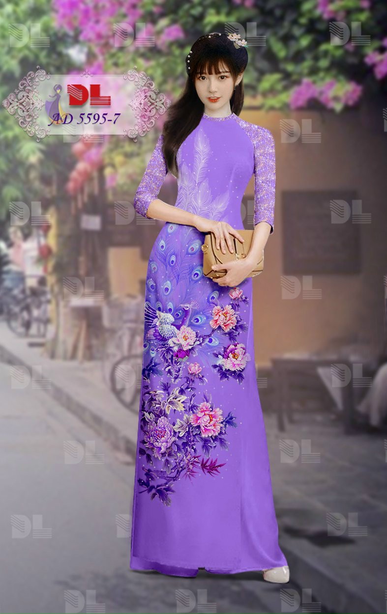 Vải áo dài chim công dlad-5595 - Ảnh 18