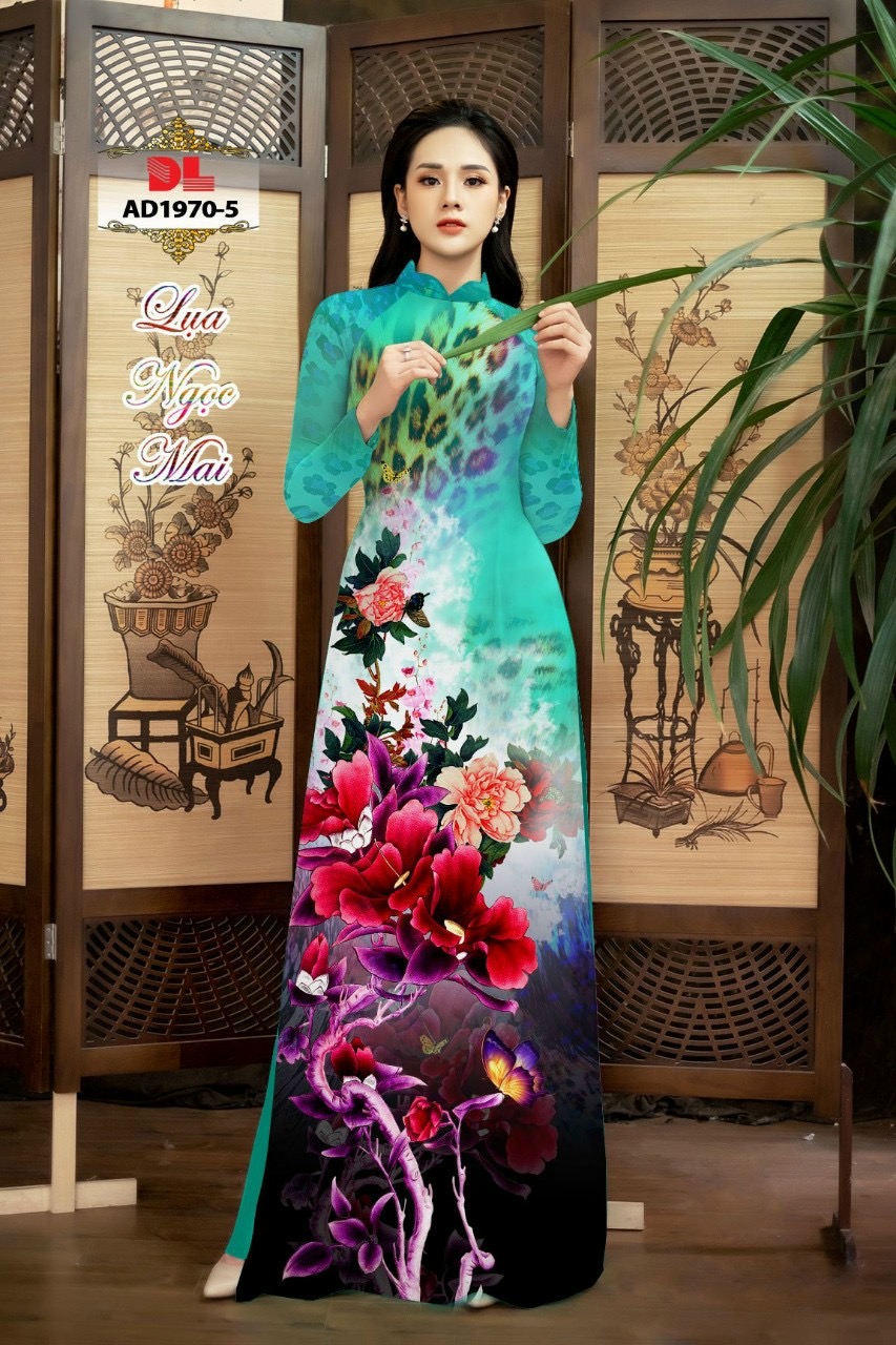 Vải áo dài hoa 3d dlad -1970 - Ảnh 3