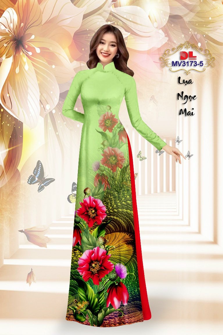 Vải áo dài hoa 3d dlmv-3173