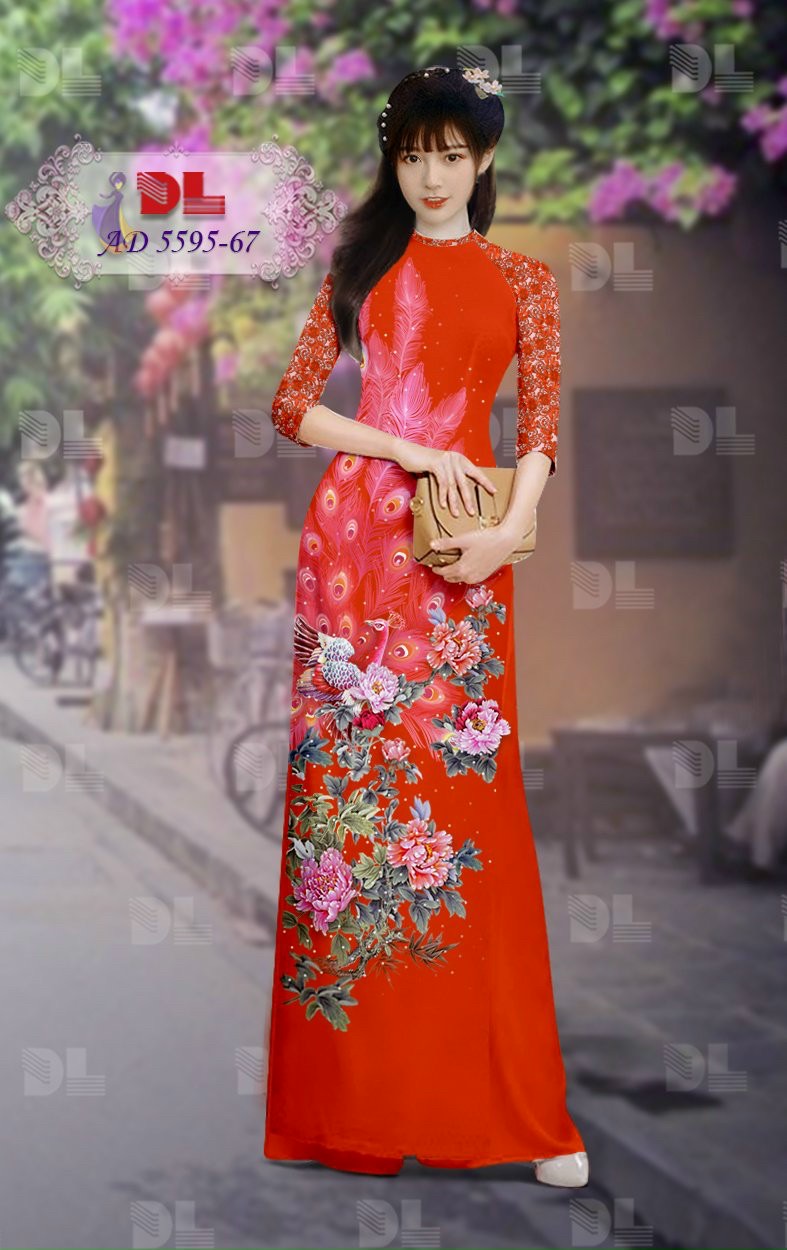 Vải áo dài chim công dlad-5595 - Ảnh 5