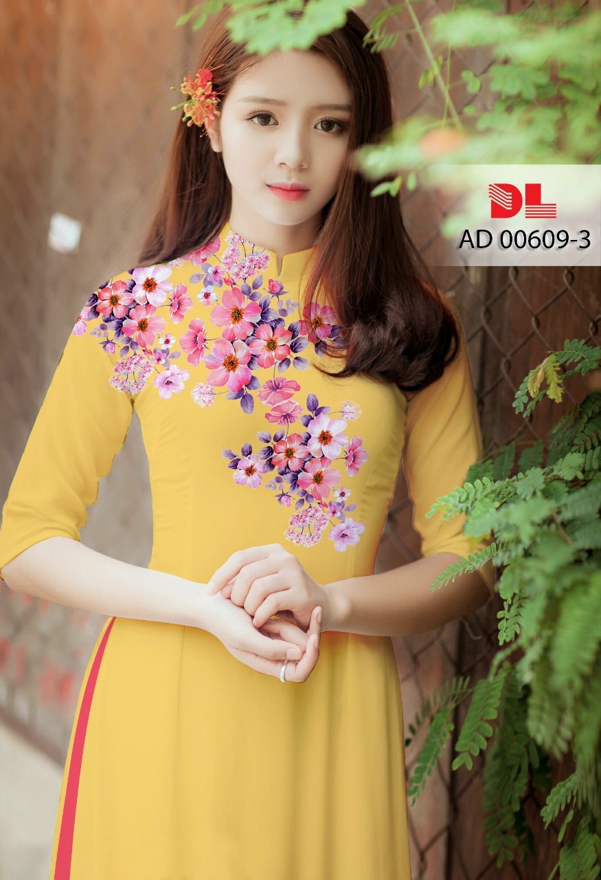 Vải áo dài hoa 3d dlad-00609