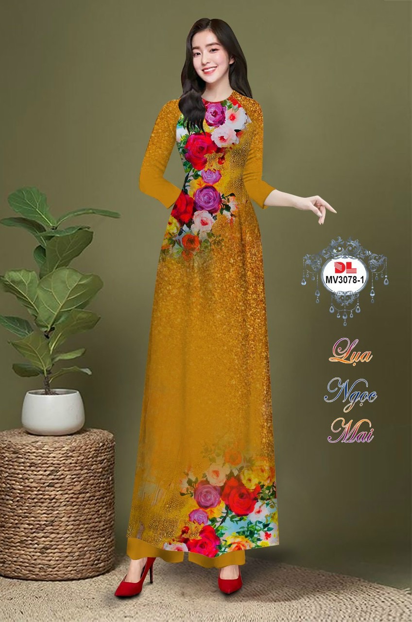 Vải áo dài hoa 3d dlmv-3078 - Ảnh 8