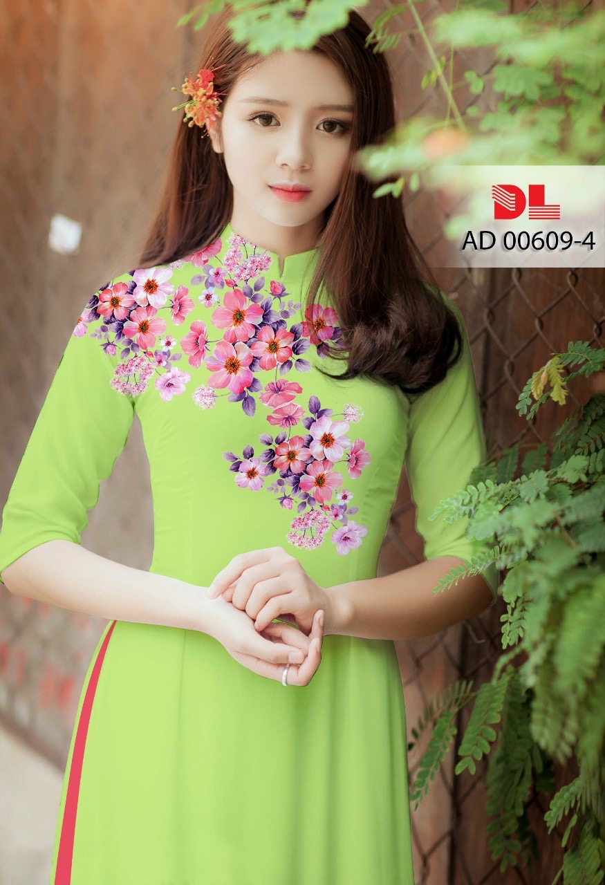 Vải áo dài hoa 3d dlad-00609 - Ảnh 3