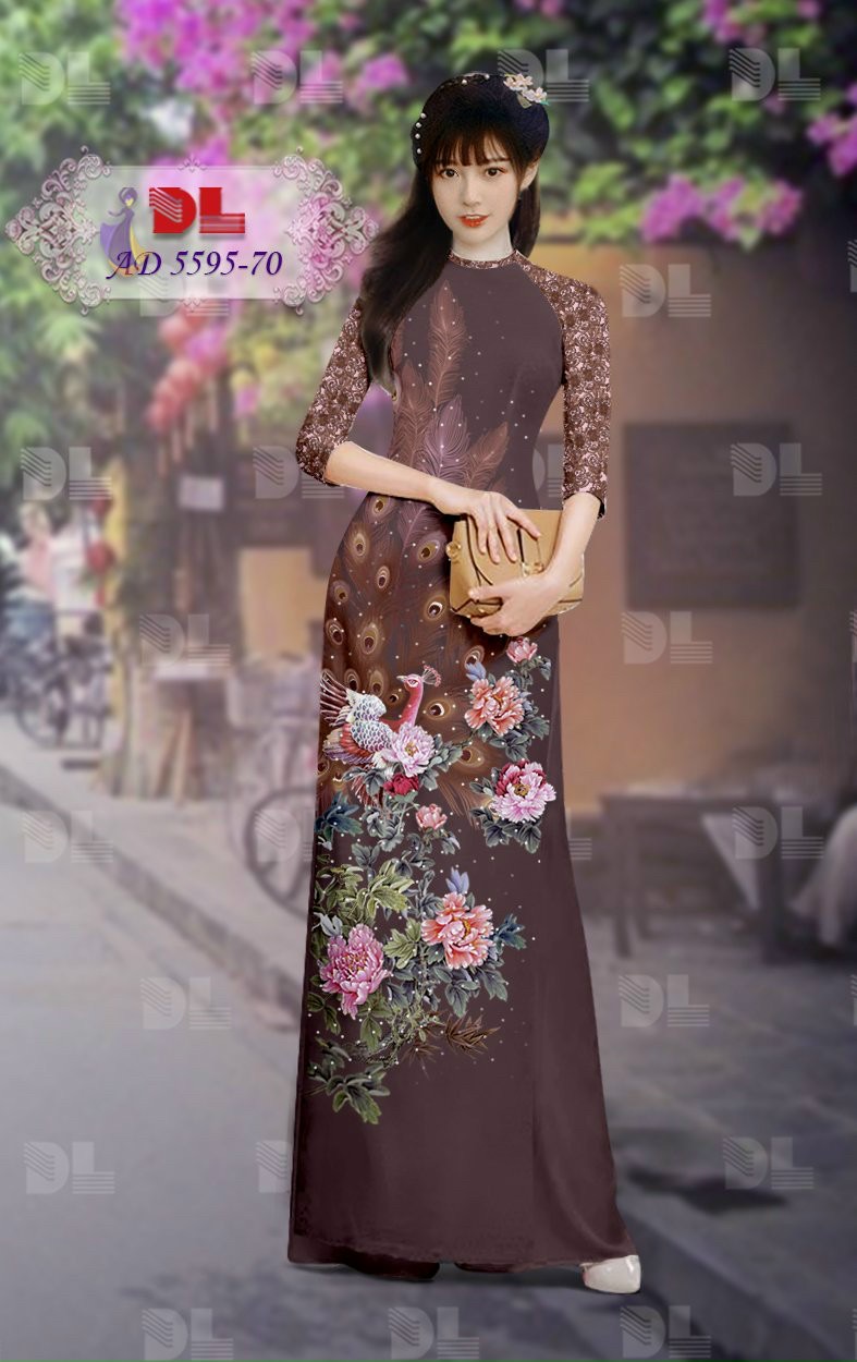 Vải áo dài chim công dlad-5595 - Ảnh 3